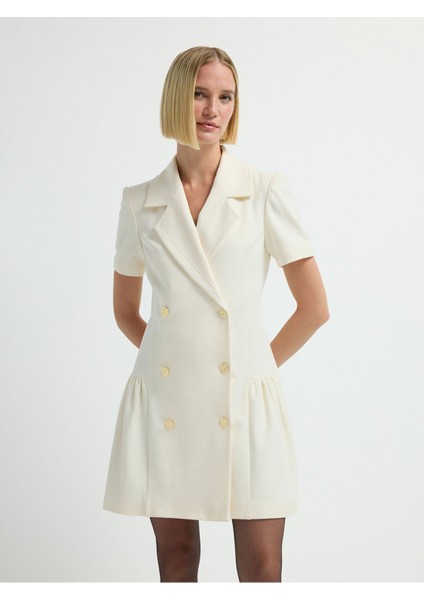 Kruvaze Kısa Kollu Elbise Kemik 12442934004 fırsatları