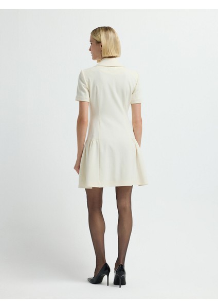 Kruvaze Kısa Kollu Elbise Kemik 12442934004