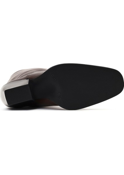 Kadın Kahverengi Kalın Topuklu Deri Çizme 25WFD141418