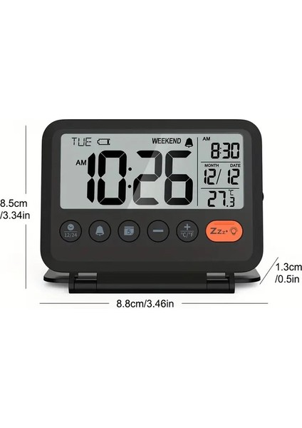 Mini Katlanabilir Takvim LCD Ekran Sıcaklık Göstergeli Masa Saati Seyehat Ofis Çok Fonksiyonlu 2 x Aaa Pil Dahil Değildir fırsatları