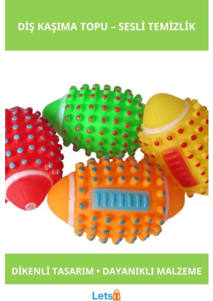 Dikenli Sesli Köpek Diş Kaşıma Topu Dayanıklı ve Eğlenceli