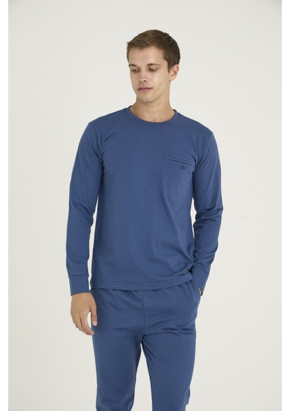 O Yaka Kol Paça Ribanalı Erkek Pijama Takım 6013