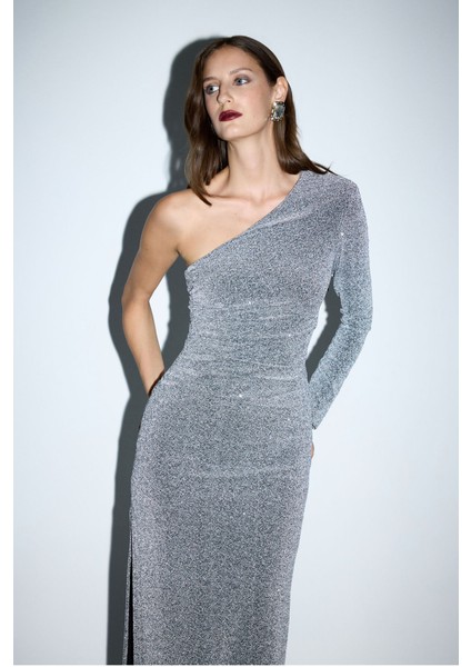 Mert Aslan Asimetrik Örme Elbise Silver 12444590002 fiyatları