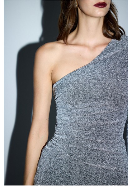 Mert Aslan Asimetrik Örme Elbise Silver 12444590002 modelleri