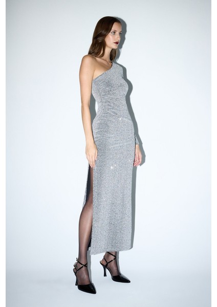 Mert Aslan Asimetrik Örme Elbise Silver 12444590002 fırsatları