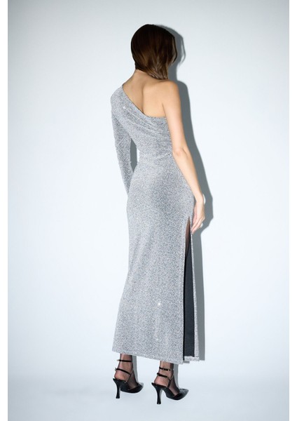 Mert Aslan Asimetrik Örme Elbise Silver 12444590002