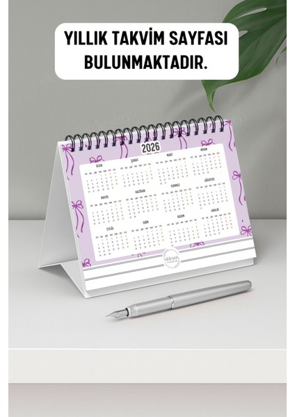 2026 Masa Takvimi Spiralli A6 (15X12CM) Orta Boy / Resmi Tatiller ve Hafta Sonları / 12 Aylık fırsatları