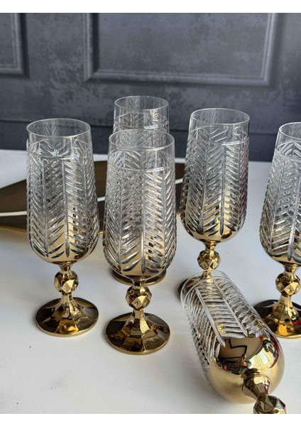 Manolya Leafy Gold 6'lı Kahve Yanı Su KADEH(180ML) fiyatları