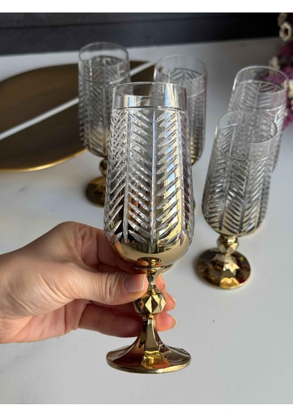 Manolya Leafy Gold 6'lı Kahve Yanı Su KADEH(180ML) fırsatları