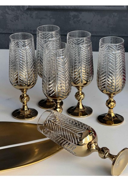 Manolya Leafy Gold 6'lı Kahve Yanı Su KADEH(180ML) indirimleri