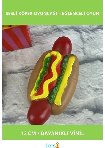 Sesli Hot Dog Şeklinde Eğlenceli Köpek Oyuncağı