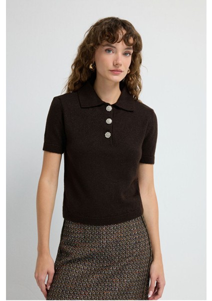 Erkek Yaka Triko Kazak Kahve 13945646000