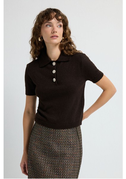 Erkek Yaka Triko Kazak Kahve 13945646000 fırsatları