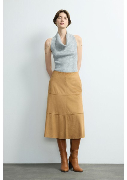 Moda Tutkusu Süet Midi Etek Camel 127M2273000 indirimleri