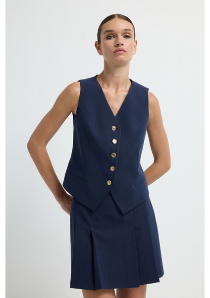 V Yaka Yelek Lacivert 17940965012