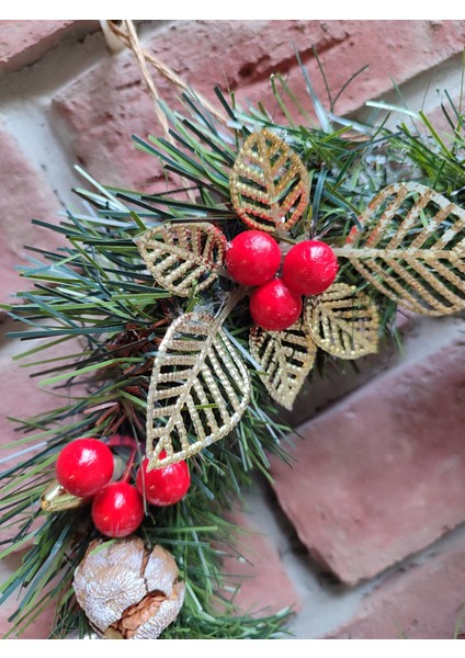 Yılbaşı Kapı Süsü Çelenk El Yapımı Ahşap Halka 20 cm modelleri