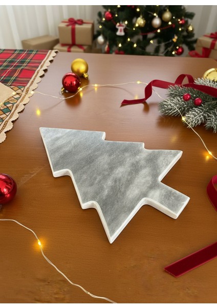 Mermer Yılbaşı Ağaçından Peynir Tabağı