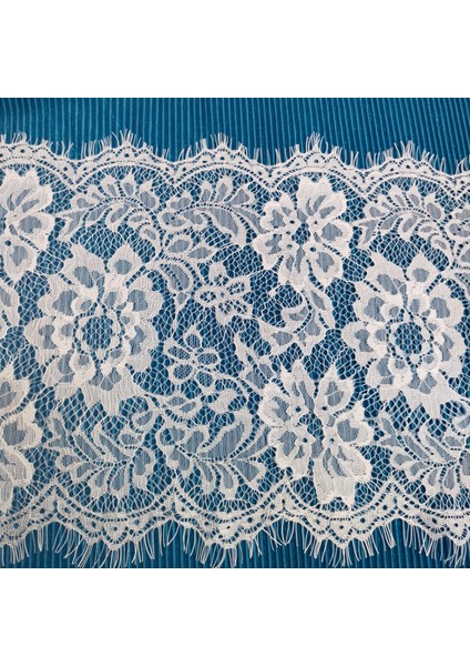 Sakallı Dantel (Kod A397)27 cm 1 Adet 3 Metre Beyaz -Gelinlik-Iç Çamaşır-Abiye-Dıy