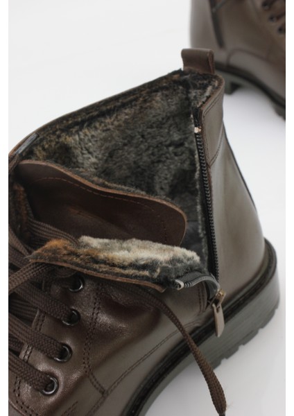 Erkek Hakiki Deri Klasik Tarz Fermuarlı Içi Kürklü Bot AL25/KB529 indirimleri