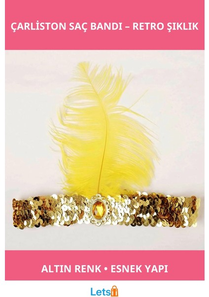 Altın Renk Göz Alıcı Çarliston Saç Bandı