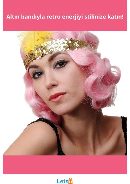 Altın Renk Göz Alıcı Çarliston Saç Bandı fiyatları