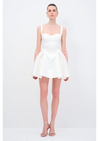 Mert Aslan Askılı Mini Elbise Kemik 12445465000