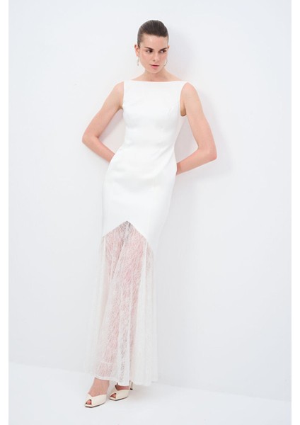 Mert Aslan Dantel Detaylı Uzun Elbise Kemik 12445476000 modelleri