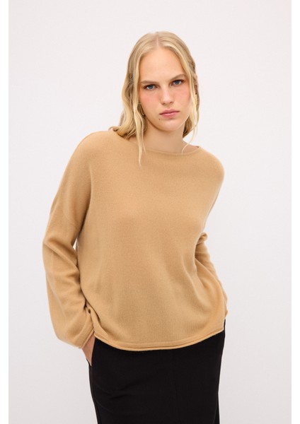 Kaşmir Karışımlı Oversize Triko Kazak Camel 13944056000 fırsatları