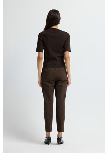 Yakası Taş Detaylı Triko Kazak Kahve 13943006002 indirimleri