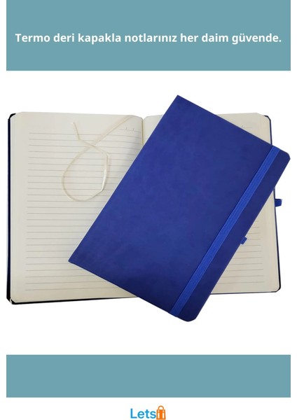 Mavi Renk Termo Deri Defter 21X13 cm 80 Sayfa Kişisel Kullanım fiyatları