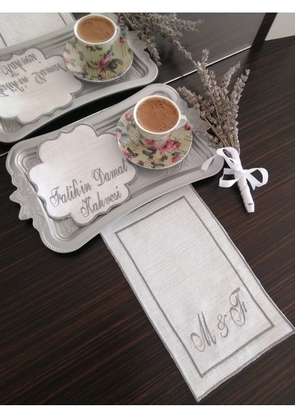 Söz&nişan Tepsisi Için Söz Mendili, Tepsi Örtüsü, Kişiye Özel Damat Kahve Peçetesi fiyatları