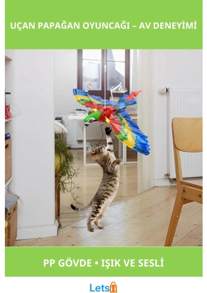Uçan Papağan Kediler Için Ilgiyi Çekici Ses ve Işık Özellikli Oyun Oyuncağı