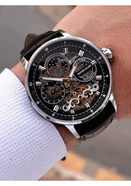 Deri Kordon Otomatik Mekanizma Metap ve Güneş Kadranlı Erkek Kol Saati+Bileklik 14013.1 modelleri