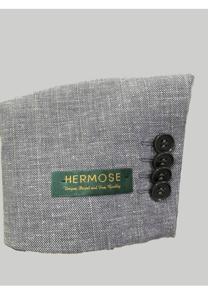 Gri Keten Dokulu Yelekli Takım Elbise – Modern Fit