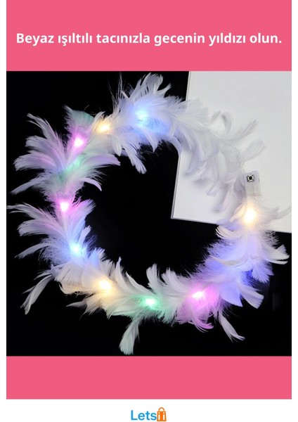 LED Işıklı Rgb 3 Fonksiyonlu Otrişli Parti Tacı Beyaz fiyatları