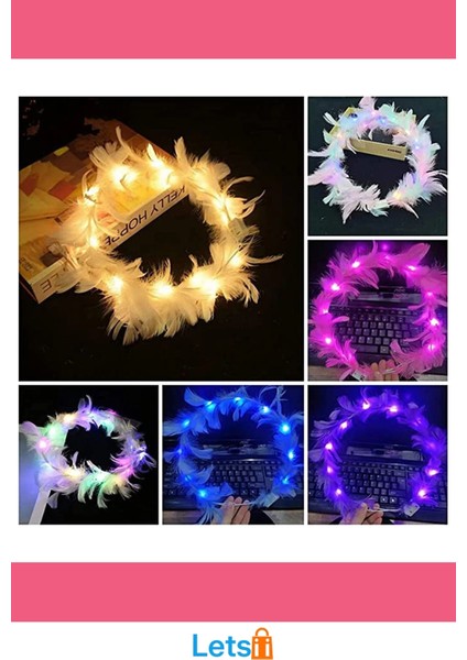 LED Işıklı Rgb 3 Fonksiyonlu Otrişli Parti Tacı Beyaz fırsatları