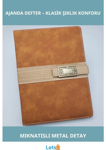 Şık Tasarımlı Kaliteli Taba Renkli Tarihsiz Ajanda Defteri A5 Boyut