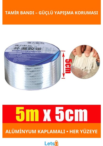 Alüminyum Izolasyon Dayanıklı Tamir Bantı 5m x 5cm