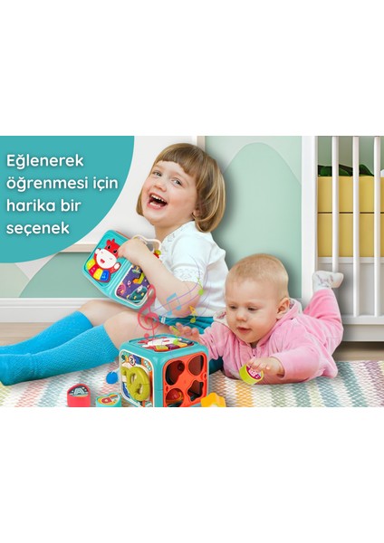 Montessori Işıklı Sesli Duyusal Öğrenme Bebek Aktivite Küpü modelleri