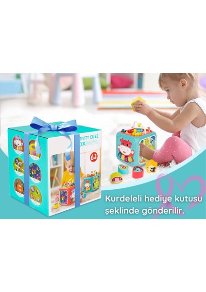 Montessori Işıklı Sesli Duyusal Öğrenme Bebek Aktivite Küpü