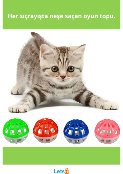 Renkli Çıngıraklı Top Kedi Oyuncağı 4 Adet fiyatları