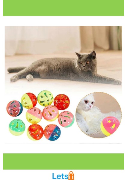 Renkli Çıngıraklı Top Kedi Oyuncağı 4 Adet modelleri