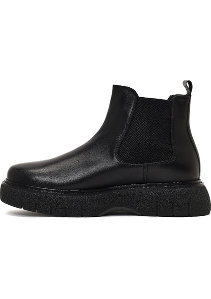 Erkek Siyah Kalın Tabanlı Deri Chelsea Bot 25WFD650218 fiyatları