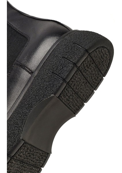 Erkek Siyah Kalın Tabanlı Deri Chelsea Bot 25WFD650218