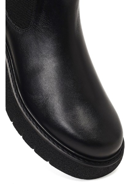 Erkek Siyah Kalın Tabanlı Deri Chelsea Bot 25WFD650218