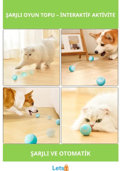 Şarjlı Etkileşimli Kedi Köpek Oyun Topu Güvenli ve Eğlenceli