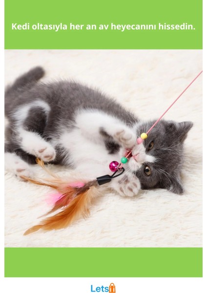 90 cm Esnek Kedi Oyun Oltası Renkli ve Eğlenceli fiyatları