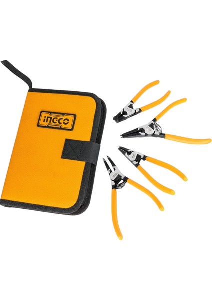 Ingco HCCPS26125 125MM 4'lü Çantalı Segman Pensesi Seti (Düz:iç/dış-Eğri:iç/dış)