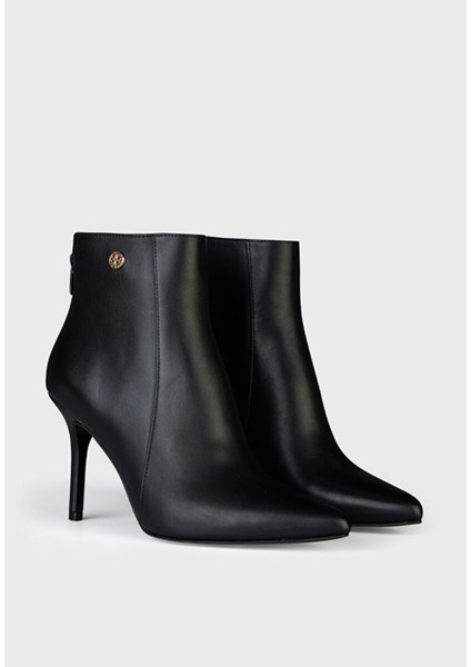 Deri Logo Detaylı Bot Siyah 11644359000