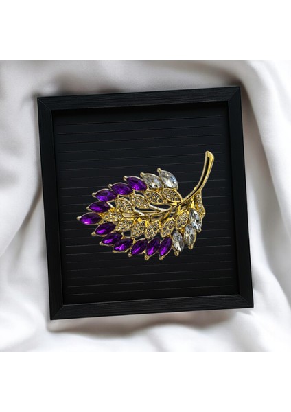 Mor Taşlı Şık Yaprak Broş fiyatları